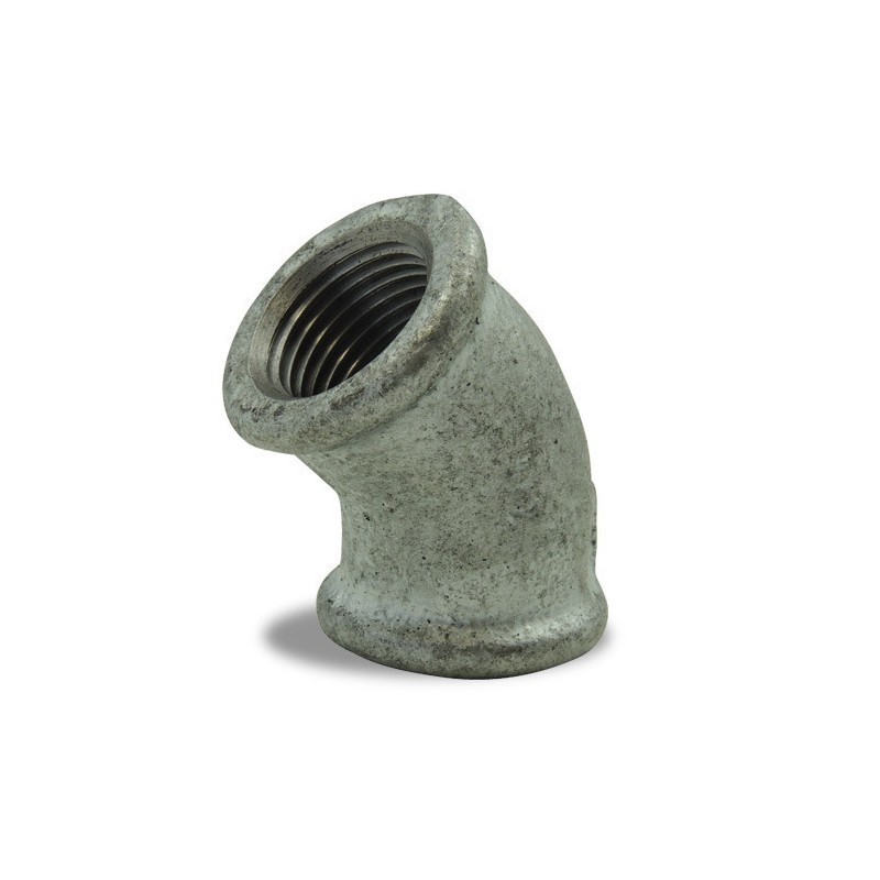 FIG 120 - Coude 45° Femelle/Femelle en fonte malléable, galvanisé