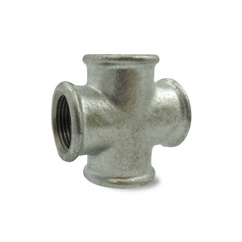 FIG 180 - Croix galvanisée Femelle/Femelle/Femelle/Femelle en fonte malléable