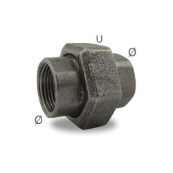 FIG 340 - Union en fonte malléable à portee conique Femelle/Femelle, noir