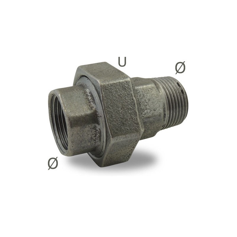 FIG 341 - Union en fonte malléable à portee conique Mâle/Femelle, noir