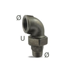 FIG 98 - Coude 90° union à portée conique Mâle/Femelle, noir