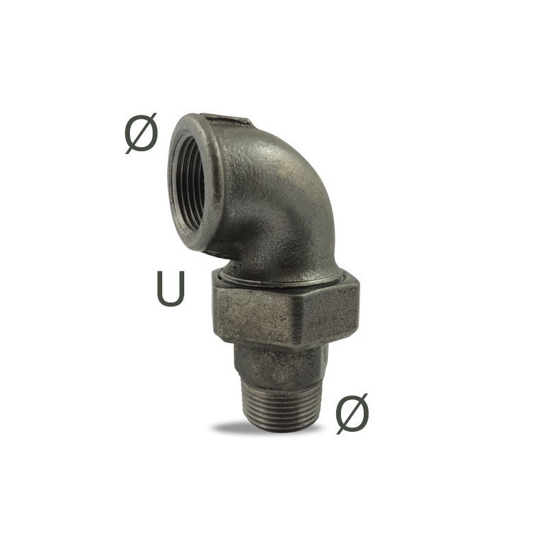 FIG 98 - Coude 90° union à portée conique Mâle/Femelle, noir