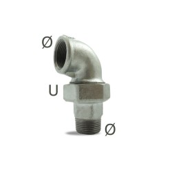 FIG 98 - Coude 90° union à portée conique Mâle/Femelle, galvanise