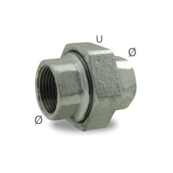 FIG 330 - Union en fonte malléable avec joint plat Femelle, avec joint caoutchouc monté, galvanisé