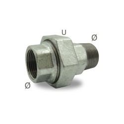 FIG 331 - Union à portée plate Mâle/Femelle avec joint fibre, galvanise