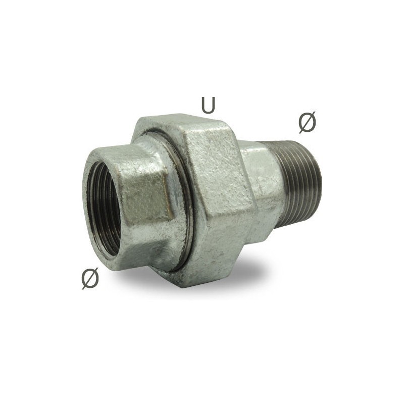 FIG 331 - Union à portée plate Mâle/Femelle avec joint fibre, galvanise