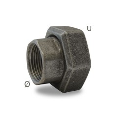 FIG 1372 - 1/2 union à portée plate Mâle/Femelle avec joint fibre