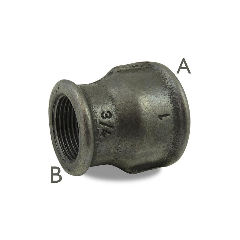 FIG240 - Manchon réduit Femelle/Femelle en fonte malléable, noir