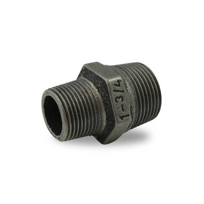 FIG 245 - Mamelon réduit Mâle/Mâle en fonte malléable, noir