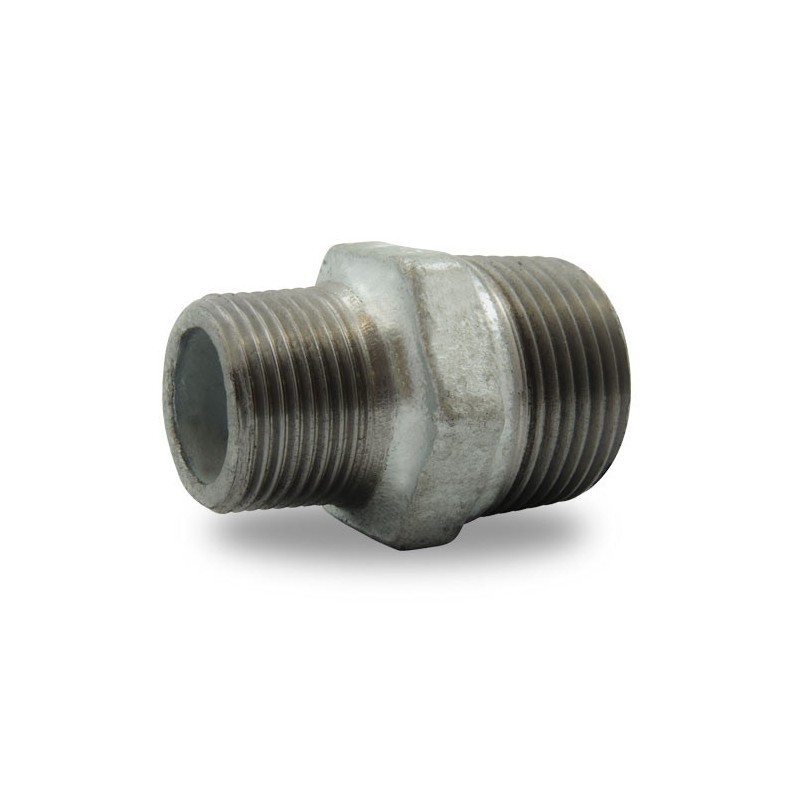 FIG 245 - Mamelon réduit Mâle/Mâle en fonte malléable, galvanisé