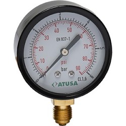 VS420 - Manomètre boitier acier noir D 63mm - connexion inférieure 1/4"