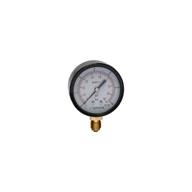 VS420 - Manomètre boitier acier noir D 63mm - connexion inférieure 1/4"