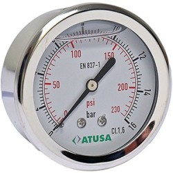 VS432 - Manomètre boitier inox - avec glycérine - D 63mm - connexion arrière