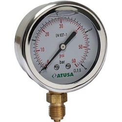 VS430 - Manomètre boitier inox - avec glycérine - D63mm - connexion inférieure