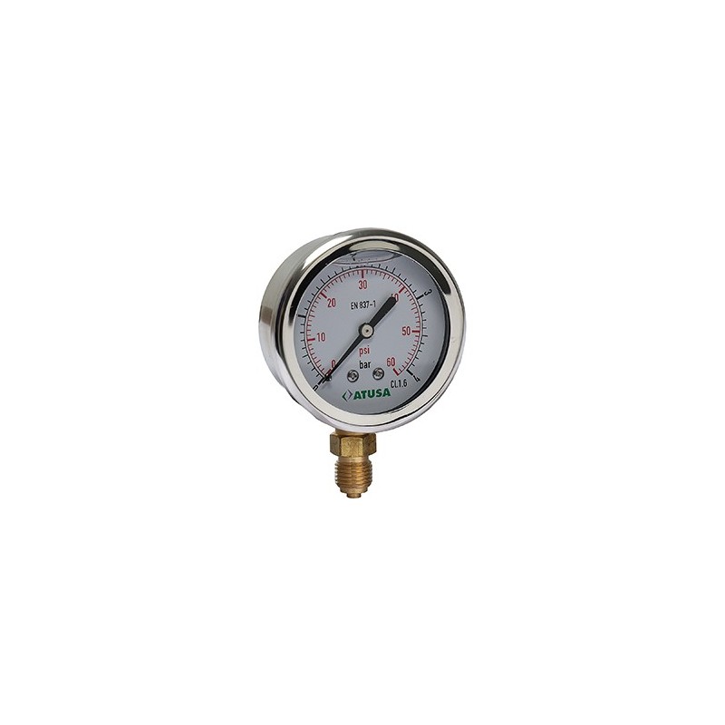 VS430 - Manomètre boitier inox - avec glycérine - D63mm - connexion inférieure