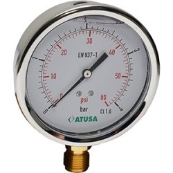 VS440 - Manomètre boitier inox - D 100mm - avec glycérine - connexion inférieure