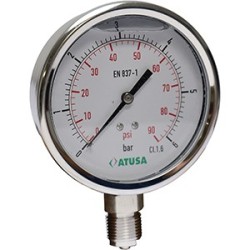VS431 - Manomètre tout inox - avec glycérine - D 63mm - connexion inférieure