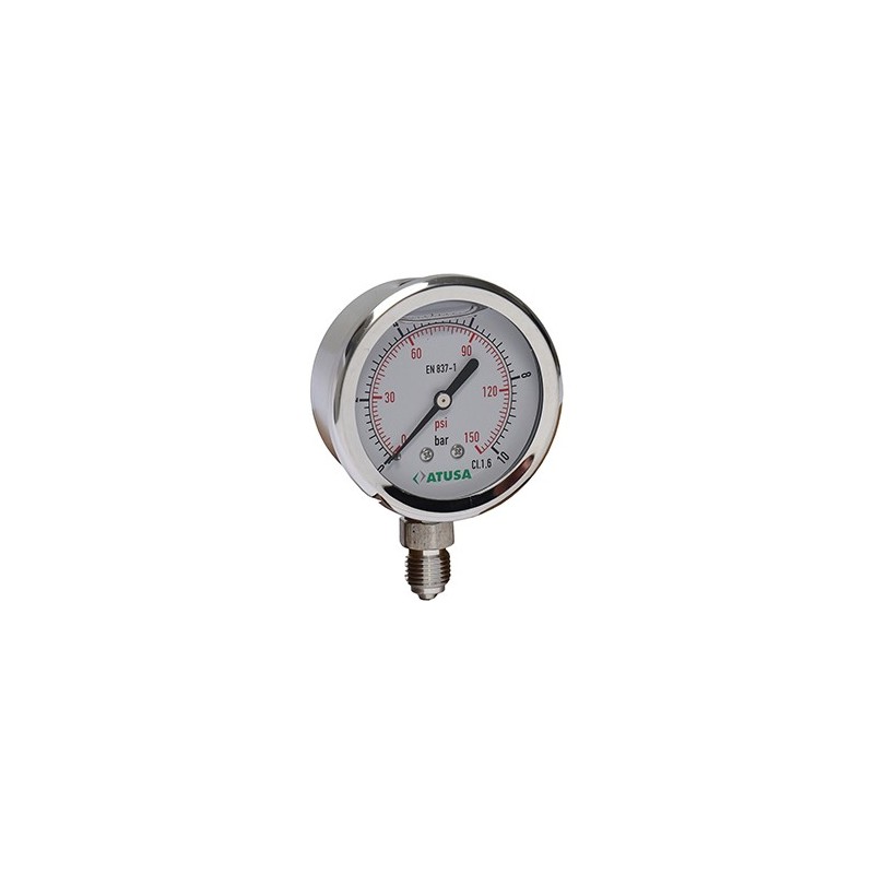 VS441 - Manomètre tout inox - avec glycérine - D100mm - connexion inférieure