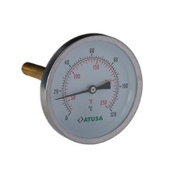 VS610 - Thermomètre bimétallique axial 63mm - sonde 100mm