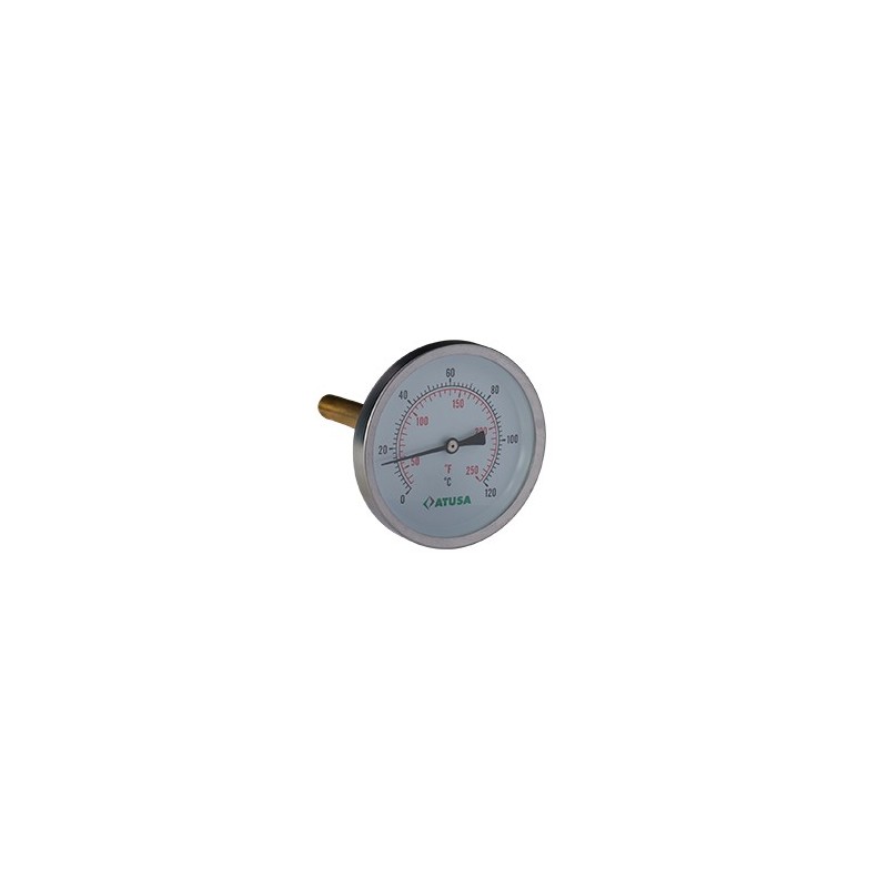 VS610 - Thermomètre bimétallique axial 63mm - sonde 100mm