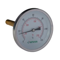 VS620 - Thermomètre bimétallique axial 80mm - sonde 50mm