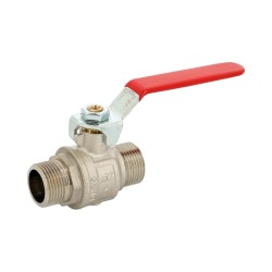 538 - Vanne à sphère laiton industrie filets longs mâle mâle 3/8'' poignée rouge