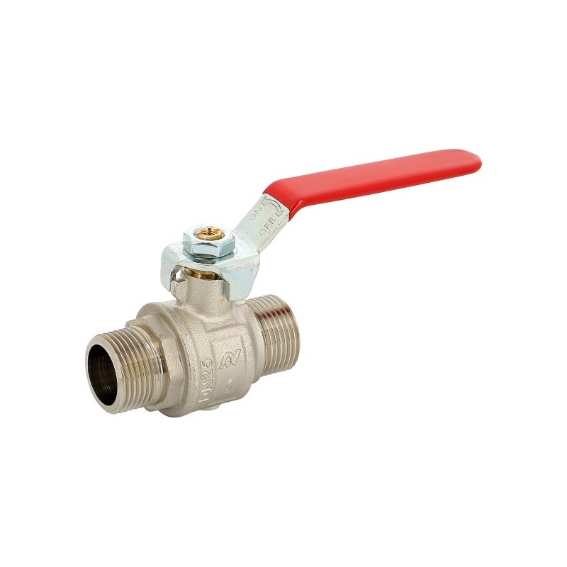 538 - Vanne à sphère laiton industrie filets longs mâle mâle 3/8'' poignée rouge