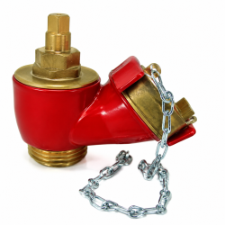 24.02 Robinet de prise simple avec bouchon et chaînette, Epoxy Rouge  en Alliage Cuivreux NF S61-758