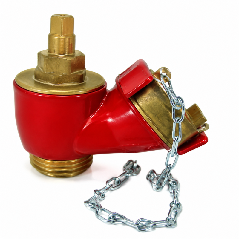 24.02 Robinet de prise simple avec bouchon et chaînette, Epoxy Rouge  en Alliage Cuivreux NF S61-758