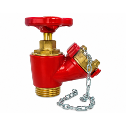 24.04 Robinet de prise simple avec volant bouchon et chaînette, Epoxy Rouge  en Alliage Cuivreux NF S61-758