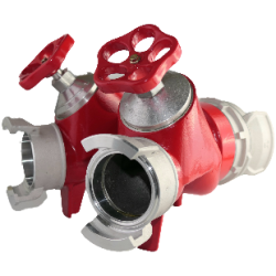 20.01 Division avec 2 robinets en Aluminium pour incendie