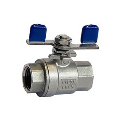 IVB2HHM - Valve à bille PP en 2 parties avec passage intégral F/F AISI316