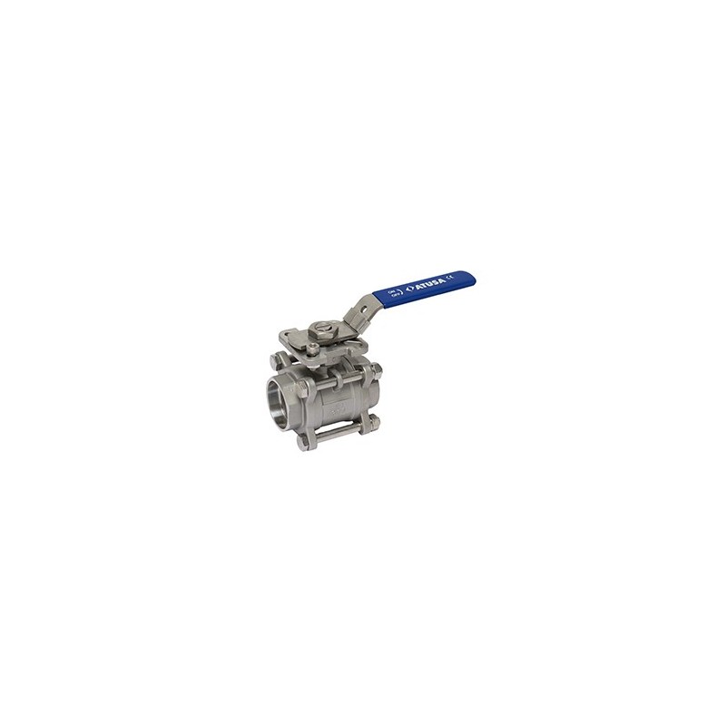 IVB3PS - Vanne à sphère 3 pièces AISI316 passage total avec platine - SOCKET WELD