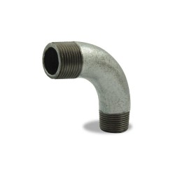 FIG 3 - Courbe à grand rayon à 90° en fonte malléable, Mâle/Mâle, galvanisée